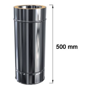 Edelstahlschornstein L&auml;ngenelement doppelwandig DW 160 mm 500 mm Premium Olymp 1,0 mm