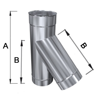 Edelstahlschornstein einwandig Feuerungsanschluss TR 45&deg; DN 200 mm Standard 0,5 mm