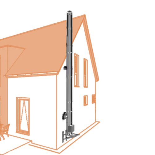 Edelstahlschornstein Bausatz doppelwandig DW 80 mm 5,2 m Standard 0,5 mm