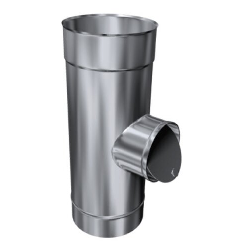 Edelstahlschornstein einwandig T-St&uuml;ck mit Zugbegrenzer DN 130 mm Premium Plus 0,8 mm