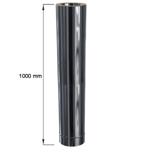 Edelstahlschornstein L&auml;ngenelement doppelwandig frei k&uuml;rzbar DW 100 mm 1000 mm Premium Olymp 1,0 mm