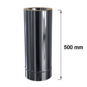 Edelstahlschornstein L&auml;ngenelement doppelwandig frei k&uuml;rzbar DW 130 mm 500 mm Premium Olymp 1,0 mm