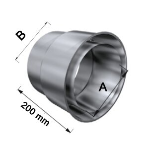 Edelstahlschornstein einwandig Doppelwandfutter OS2 DN 200 mm L 200 mm Premium Plus 0,8 mm