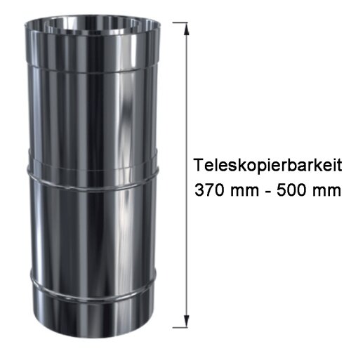 Edelstahlschornstein Justierelement L&auml;ngenelement 370 - 500 mm DW 80 mm Premium Plus 0,8 mm