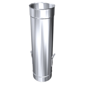 Edelstahlschornstein einwandig L&auml;ngenelement mit Abla&szlig;schlaufe 1000 mm DN 160 mm Premium 0,6 mm