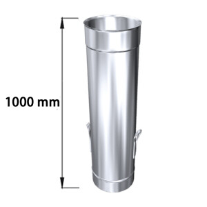 Edelstahlschornstein einwandig L&auml;ngenelement mit Abla&szlig;schlaufe 1000 mm DN 160 mm Premium 0,6 mm