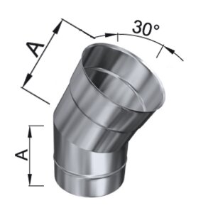 Edelstahlschornstein einwandig Bogen 30&deg; DN 80 mm Standard 0,5 mm
