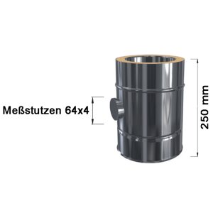 Edelstahlschornstein L&auml;ngenelement 250 mm mit Me&szlig;stutzen 64x4250 DW 250 mm Standard Plus 0,5 mm