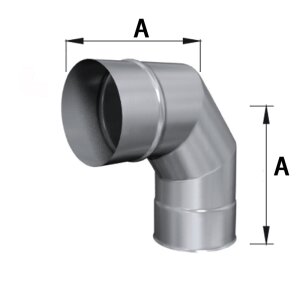 Edelstahlschornstein einwandig Bogen 90° DN 100 mm Standard 0,5 mm