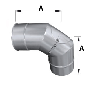 Edelstahlschornstein einwandig Bogen 90&deg; mit Revision DN 80 mm Standard 0,5 mm