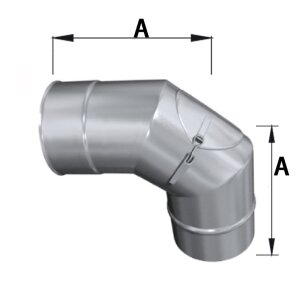 Edelstahlschornstein einwandig Bogen 90° mit Revision DN 130 mm Standard 0,5 mm
