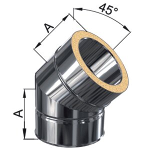 Edelstahlschornstein Bogen 45&deg; DW 150 mm Standard Plus 0,5 mm