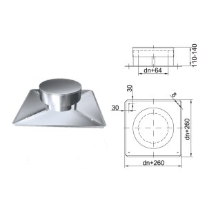 Edelstahlschornstein einwandig Schachtabdeckung DHA DN 130 mm Standard 0,5 mm