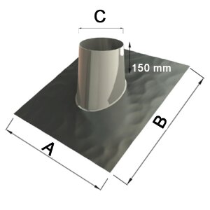Edelstahlschornstein Dachdurchf&uuml;hrung mit Blei 5&deg;-20&deg; DW 150 mm