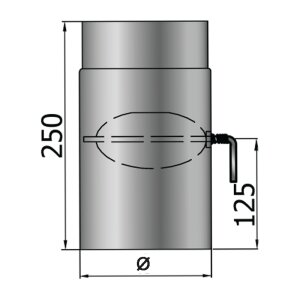 Rauchrohr Ofenrohr DN 150 mm L&auml;ngenelement mit Drosselklappe L/250 mm Senotherm schwarz