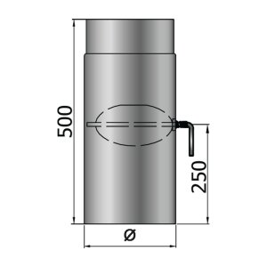 Rauchrohr Ofenrohr DN 150 mm L&auml;ngenelement mit Drosselklappe L/500 mm Senotherm schwarz