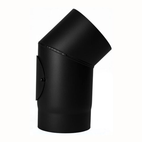 Rauchrohr Ofenrohr DN 150 mm Bogen 45&deg; mit Revisionst&uuml;r Senotherm schwarz