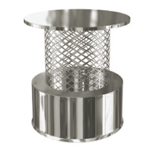 Edelstahlschornstein Regenhaube mit Funkenschutzgitter DW 150 mm