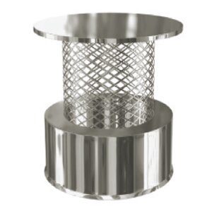 Edelstahlschornstein Regenhaube mit Funkenschutzgitter DW 150 mm