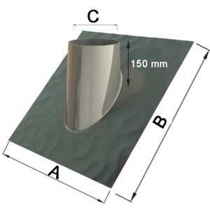 Edelstahlschornstein Dachdurchf&uuml;hrung mit Blei 35&deg;-50&deg; DW 80 mm