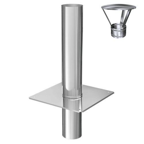 Schornsteinverlängerung / Kaminverlängerung EW 500 mm mit Regenhaube DN 120 mm Standard 0,5 mm