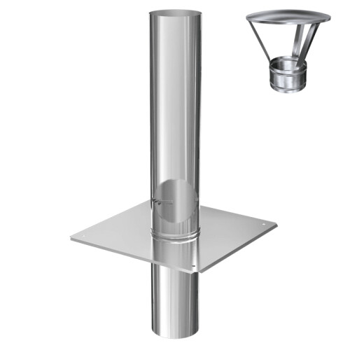 Schornsteinverl&auml;ngerung / Kaminverl&auml;ngerung EW 500 mm mit Regenhaube und Pr&uuml;f&ouml;ffnung DN 160 mm Premium 0,6 mm