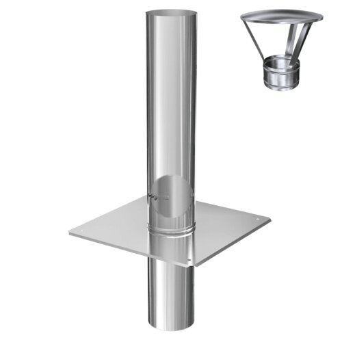 Schornsteinverlängerung / Kaminverlängerung EW 500 mm mit Regenhaube und Prüföffnung DN 200 mm Premium 0,6 mm