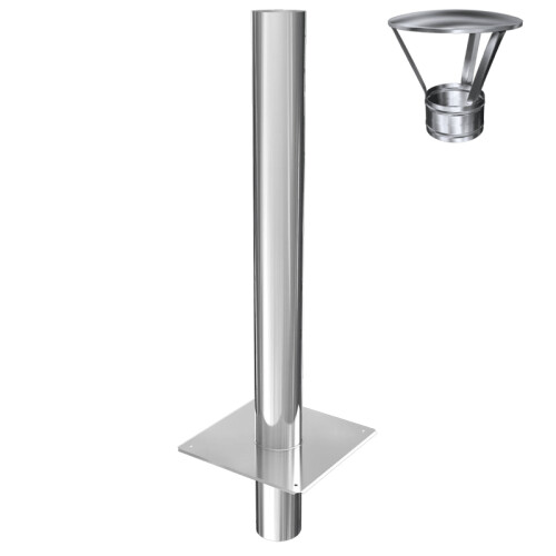 Edelstahl Schornsteinverl&auml;ngerung / Kaminverl&auml;ngerung 1000 mm einwandig mit Regenhaube DN 100 mm Premium 0,6 mm