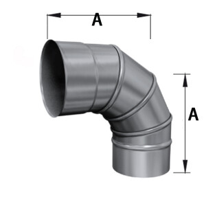 Edelstahlschornstein einwandig Bogen verstellbar 0-90&deg; DN 250 mm Standard 0,5 mm