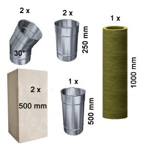 Leichtbauschacht F90 Schacht-Element mit Verzug 30° L1000 mm Ø 150 mm