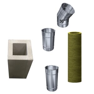Leichtbauschacht F90 Schacht-Element mit Verzug 30&deg; L1000 mm &Oslash; 200 mm