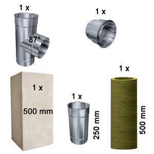 Leichtbauschacht F90 Schacht-Element mit T-Stück 87° L500 mm Ø 150 mm