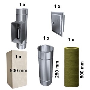 Leichtbauschacht F90 Schacht-Element mit Pr&uuml;f&ouml;ffnung L500 &Oslash; 130 mm