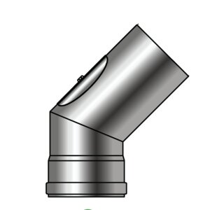 Pelletrohr Rauchrohr Bogen zweiteilig 45&deg; mit Pr&uuml;f&ouml;ffnung &Oslash; 80 mm Senotherm gussgrau