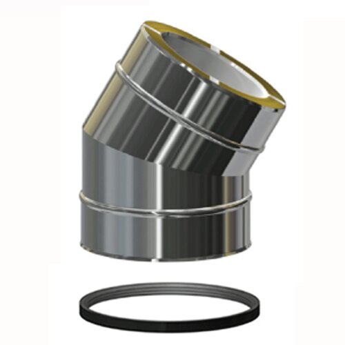 Edelstahlschornstein doppelwandig Bogen 30&deg; mit Dichtung DW 200 mm Standard 0,5 mm