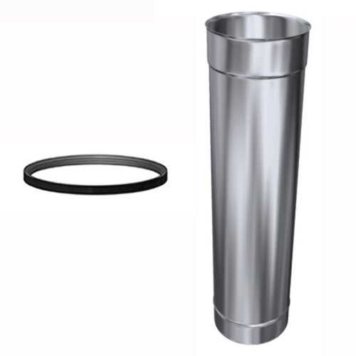 Edelstahlschornstein L&auml;ngenelement 1000 mm mit Dichtung einwandig DN 160 mm