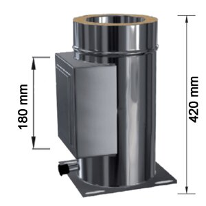 Edelstahlschornstein Kombiteil Reinigungselement mit integriertem Kaminfuss Standard 0,5 mm DW 120 mm
