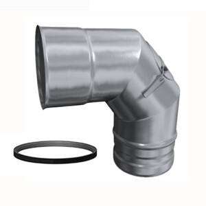 Edelstahlschornstein einwandig Bogen / Winkel 93&deg; mit Revision DN 130 mm