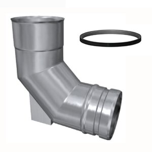 Edelstahlschornstein einwandig Bogen / Winkel 93&deg; mit Auflage DN 80 mm