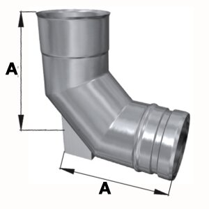 Edelstahlschornstein einwandig Bogen / Winkel 93&deg; mit Auflage DN 80 mm