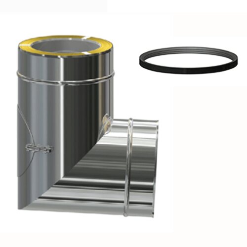 Edelstahlschornstein Bogen 93&deg; mit Revisions&ouml;ffnung f&uuml;r &Uuml;berdruckbetrieb DW 160 mm Modell 2 Premium 0,6 mm