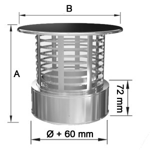 Edelstahlschornstein Regenhaube mit Funkenschutz DW 113 mm