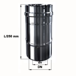 Edelstahl Luft-Abgas-System konzentrisch Längenelement 250 mm DN 60/100 mm 0,5 mm