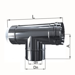 Edelstahl LAS konzentrisch T-St&uuml;ck 87&deg; mit Revision DN 80/125 mm 0,4 mm