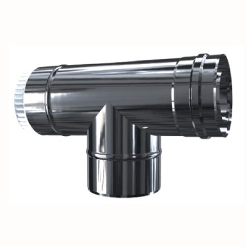 Edelstahl LAS konzentrisch T-St&uuml;ck 87&deg; mit Revision DN 80/125 mm 0,5 mm