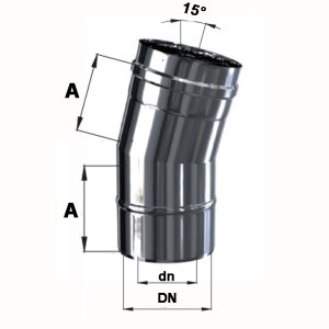 Edelstahl Luft-Abgas-System konzentrisch Bogen 15° DN 60/100 mm 0,5 mm
