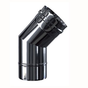 Edelstahl Luft-Abgas-System konzentrisch Bogen 45&deg; DN 60/100 mm 0,4 mm