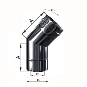Edelstahl Luft-Abgas-System konzentrisch Bogen 45° DN 60/100 mm 0,5 mm