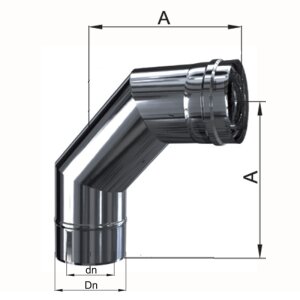 Edelstahl Luft-Abgas-System konzentrisch Bogen 90&deg; DN 80/125 mm 0,4 mm