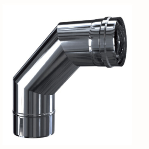 Edelstahl Luft-Abgas-System konzentrisch Bogen 90&deg; DN 80/125 mm 0,5 mm